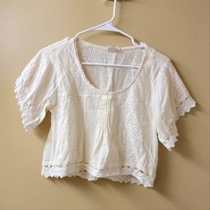 Roxy Lace Crop Peasant Top Size XS